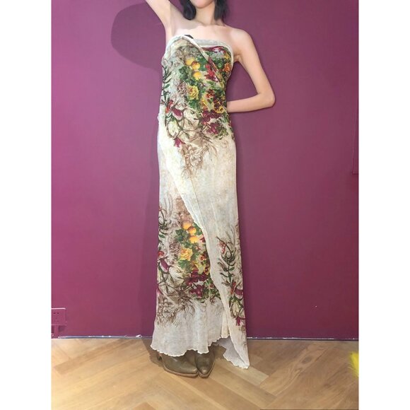 Vtg Jean Paul Gaultier Classique mesh large scarf runway collection floral print - Picture 11 of 13